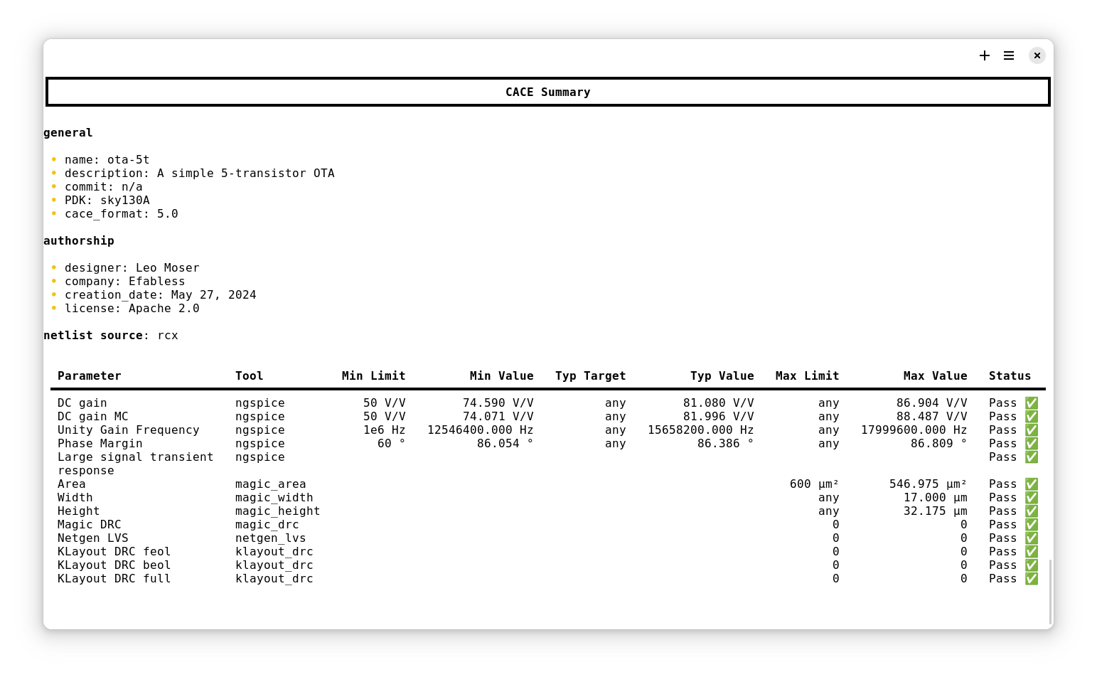 CACE CLI Screenshot